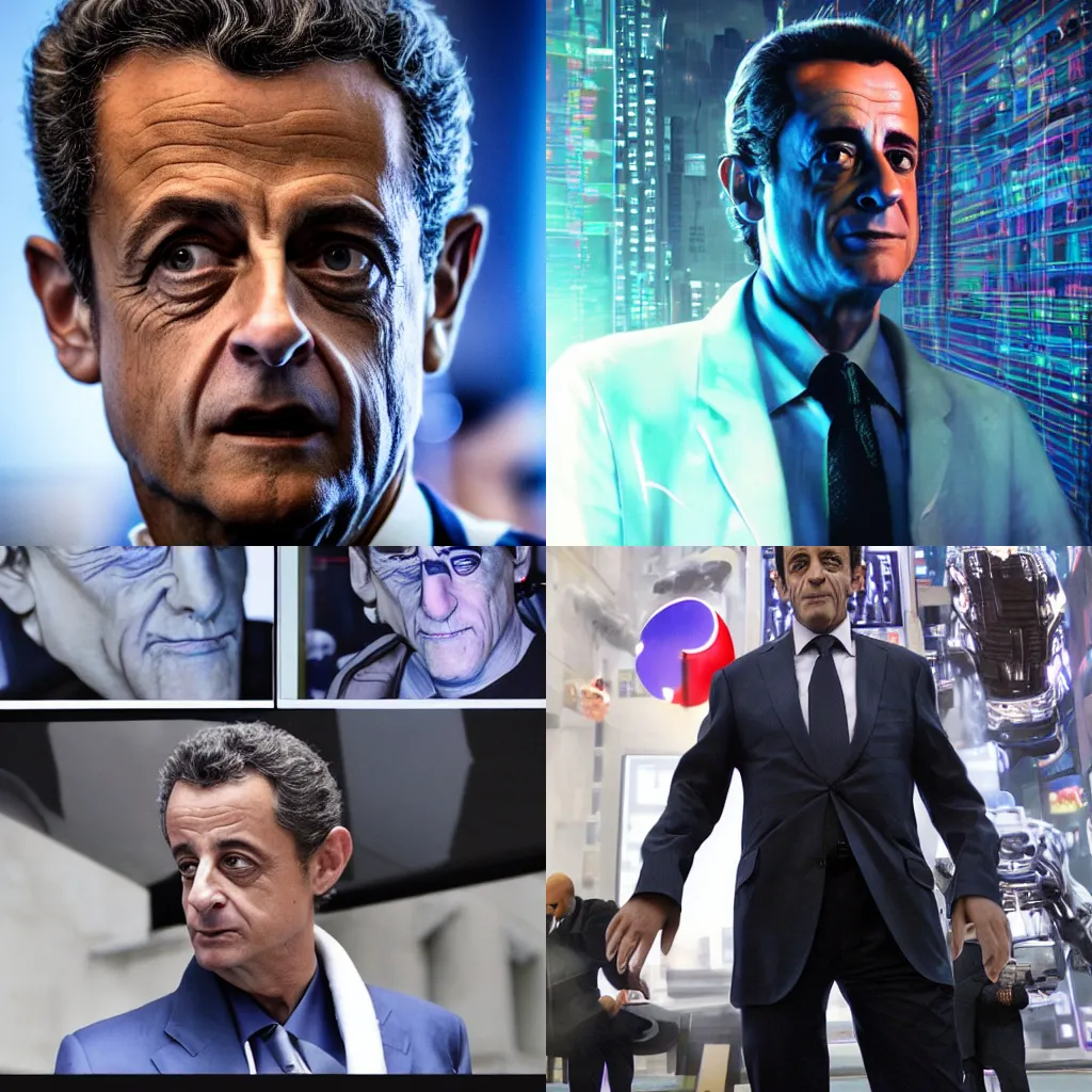 Prompt: cyberpunk Nicolas Sarkozy
