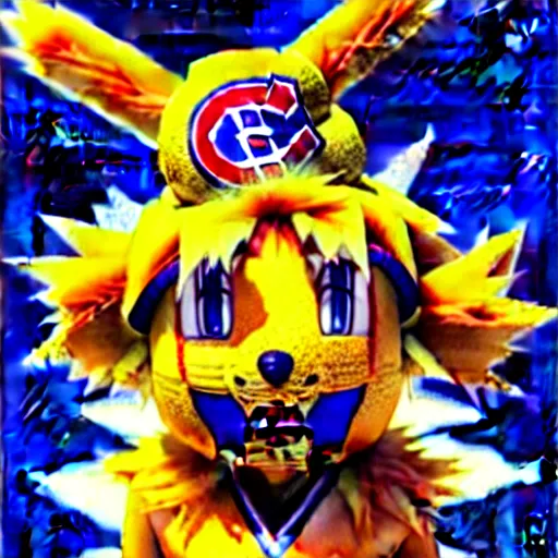 Image similar to anime Portrait of Youppi the Habs Montreal Canadiens Mascot as a very cute powerful and friendly pokemon, highly detailed anime, high evolution, 1990s, legendary, smooth, sharp focus, dynamic lighting, intricate, trending on ArtStation, illustration pokemon, art by WLOP