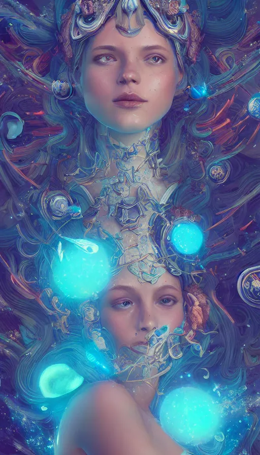 Image similar to a beautiful goddesses, planets crashing, highly detailed, digital painting, refreshing, trending on artstation, octane render, illustration by james jean