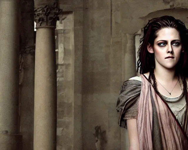 Image similar to kristen stewart as hypatia of alexandria, photograph, realistic