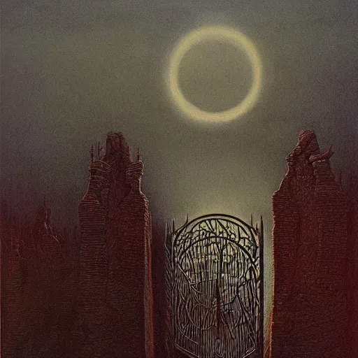 Prompt: lord of the rings the gates of night, melkor, painted by zdzisław beksinski