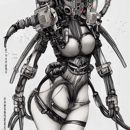 Prompt: beautiful bishoujo maiden queen ww1 soldier gas mask, xenomorph, biomech, ink monochrome, portrait, character design, worn, dark, manga style by yoshitaka amano, tsutomo nihie, kelly mckernan, peter mohrbacher, harry clarke, takayuki takeya, machinerie, industrial warfare,