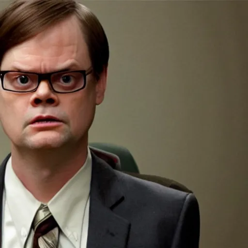 Prompt: dwight schrute wearing someone elses face