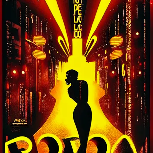 Prompt: a movie poster for pandora ’ s box ( 1 9 2 9 ) in the style of blade runner