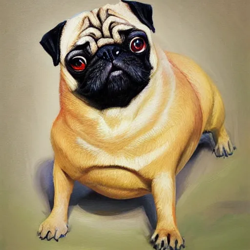 Prompt: painting pug by style vasilii lozhkin