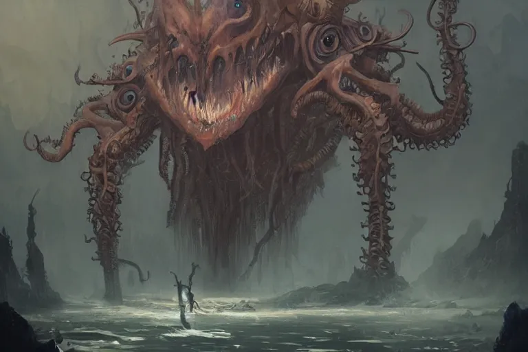 Image similar to lovecraftian monster, digital art, magic the gathering, mtg, by greg rutkowski, trending on artstation