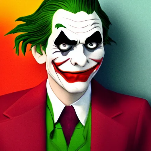 Image similar to The joker in a Pixar animated movie 4K quality