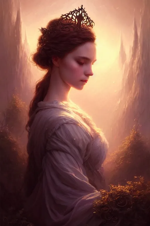 Prompt: a very sad beautiful princess, fine art, awesome fantasy book cover on Pinterest, award winning, dark fantasy landscape, fantasy magic, intricate, elegant, sharp focus, cinematic lighting, highly detailed, digital painting, concept art, art by WLOP and Artgerm and Greg Rutkowski, masterpiece, trending on artstation, 8K