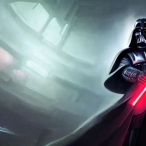 Image similar to portrait of pdarth vader, league of legends amazing splashscreen artwork, legends of runeterra, splash art, natural light, elegant, photorealistic facial features, intricate, fantasy, detailed face, atmospheric lighting, anamorphic lens flare, cinematic lighting, league of legends splash art, hd wallpaper, ultra high details by greg rutkowski