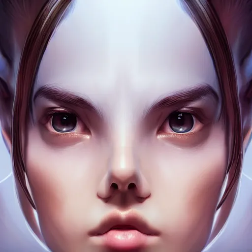 Image similar to a symmetrical portrait by artgerm, digital art, unreal engine 5, trending on artstation, deviantart, pinterest, rule of thirds, 4 k uhd image