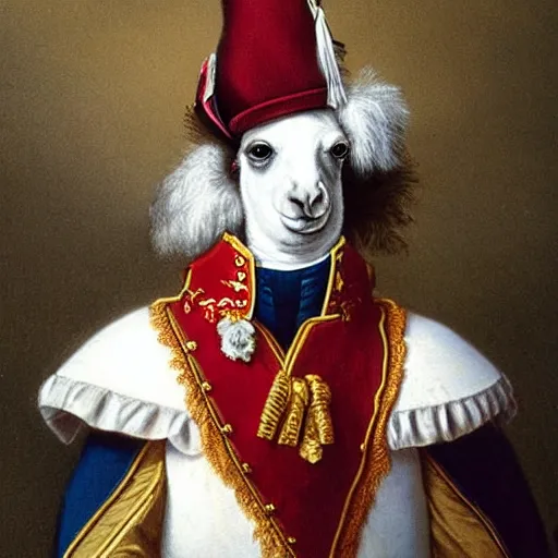 Prompt: llama dressed as Napoleon