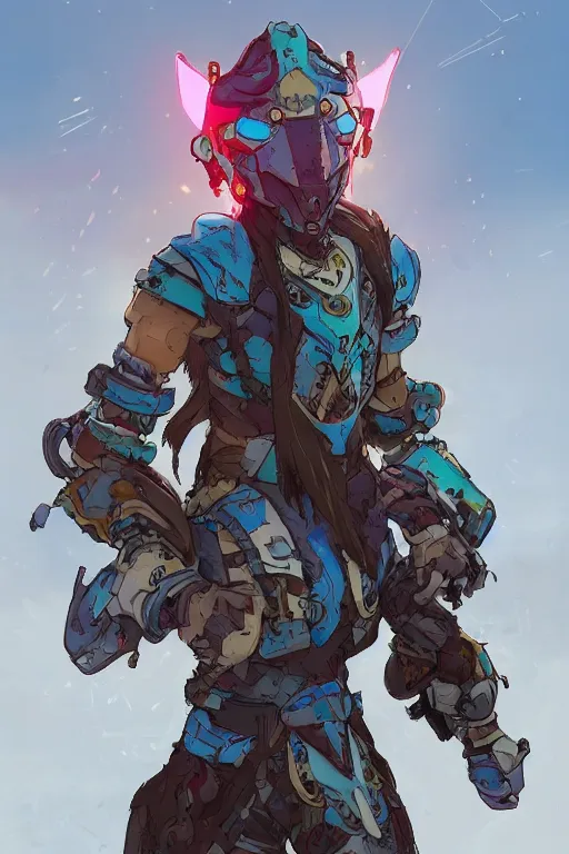 Image similar to combination suit armor aloy horizon forbidden west horizon zero dawn robot ninja mask helmet backpack tribal, art gta 5 comics, official fanart behance hd artstation by jesper ejsing, by rhads, makoto shinkai and lois van baarle, ilya kuvshinov, ossdraws radiating a glowing aura cgi rtx 2 0 2 2