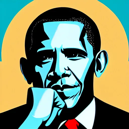 Prompt: Obama, graphic illustration by Jamie Hewlett, bold colors