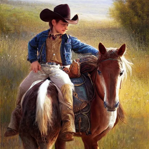 Prompt: cowboy, western art, Lilia Alvarado, Sophie Anderson, Mark Arian, Bob Byerley