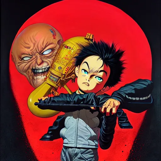 Image similar to akira cover art, painted by greg'craola'simkins