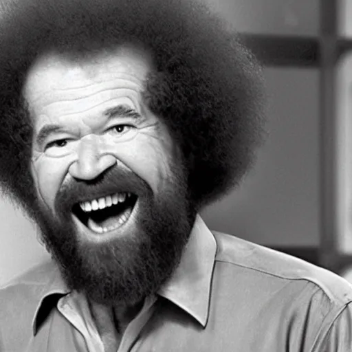 Prompt: bob ross screaming at area 5 1 security camera footage