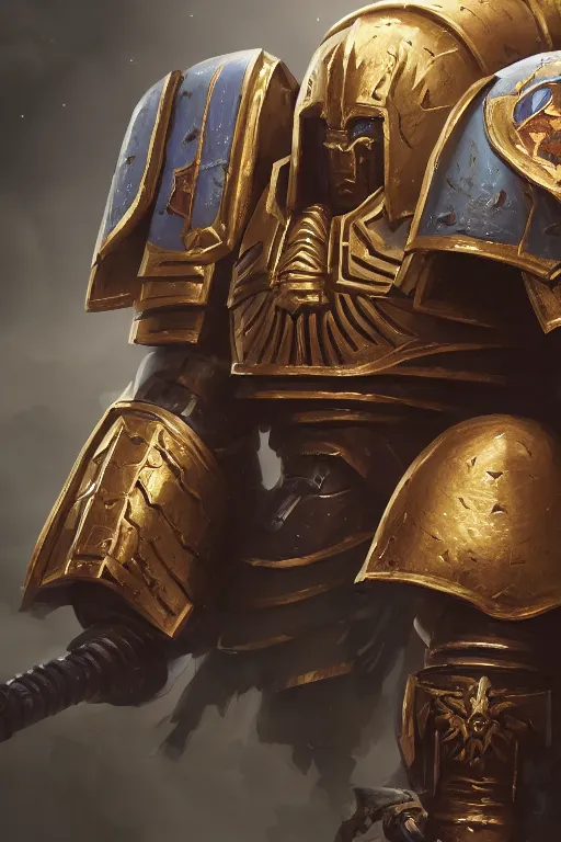 Image similar to armor portrait heros warhammer 4 0 k horus heresy fanart - the primarchs emperor by johannes helgeson animated with vfx concept artist & illustrator global illumination ray tracing hdr fanart arstation zbrush central hardmesh 8 k octane renderer comics stylized