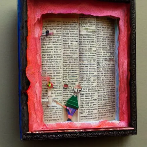 Image similar to recycled book art of disney's alice in wonderland