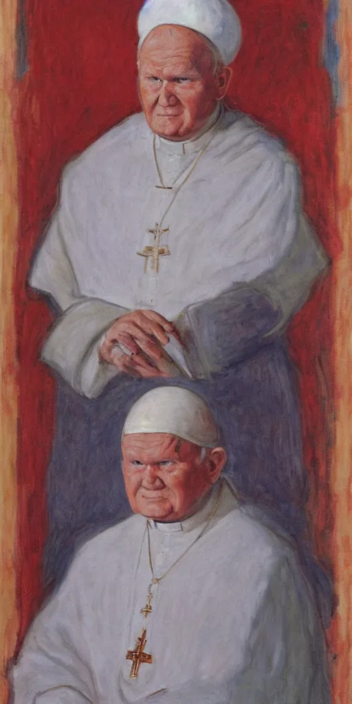 Prompt: portrait of john paul ii wearing piccolo's from dragon ball z white turban with a dome on top by claude monet