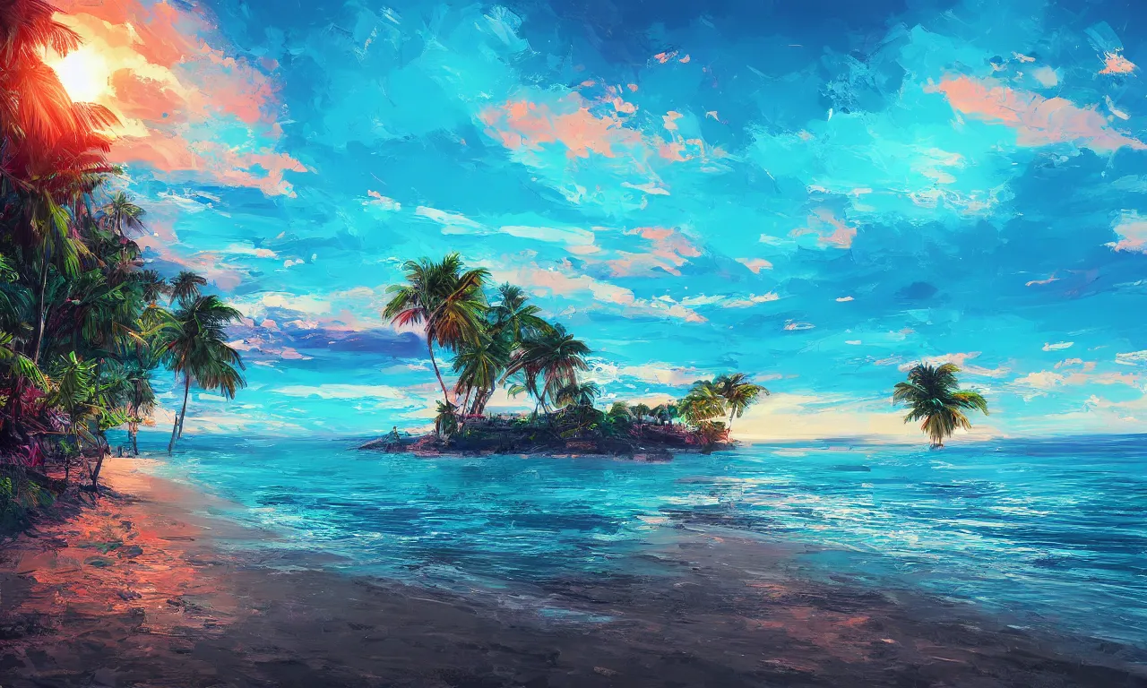 Image similar to paradise beach by alena aenami artworks in 4 k