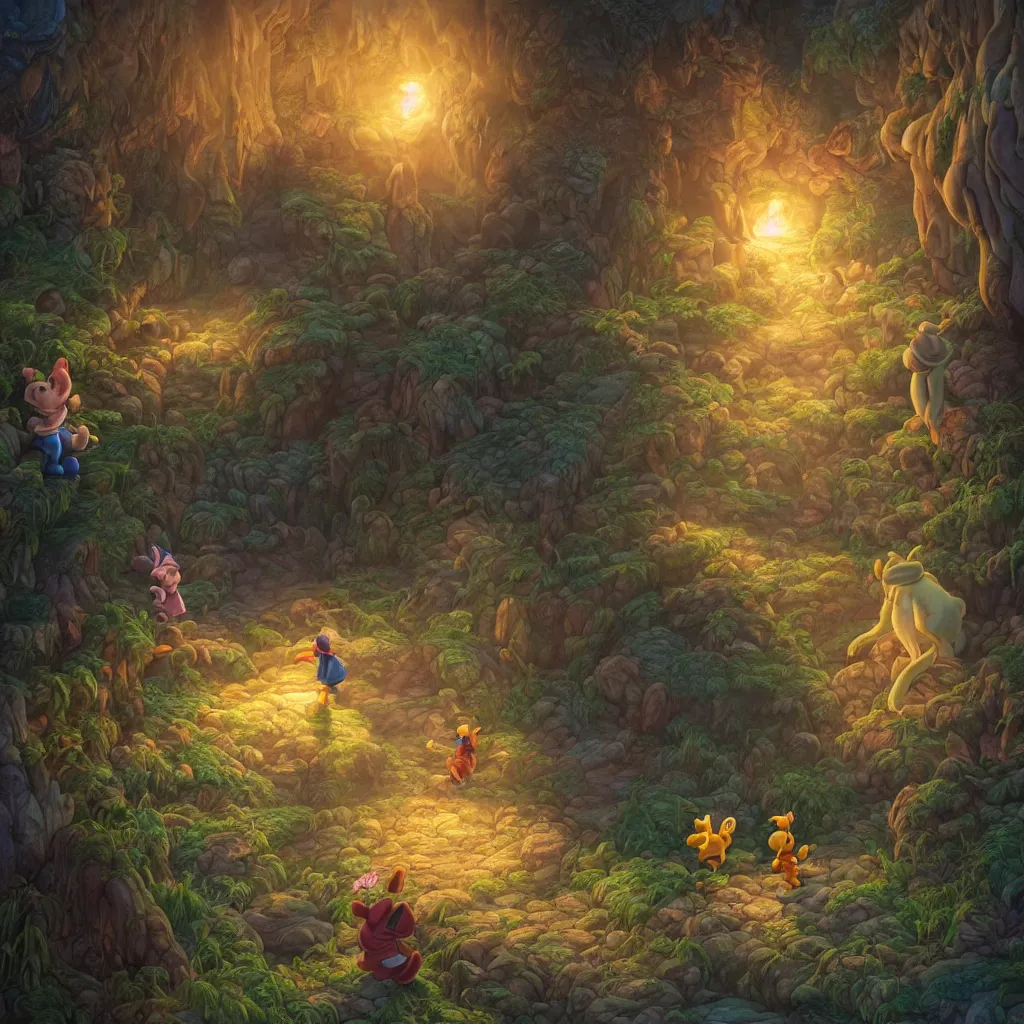 Prompt: epic finale scene of winnie the pooh being betrayed by goofy and donald duck, intricate, epic, elegant, menacing, fantasy, highly detailed, digital painting, hard focus, beautiful volumetric lighting, epic light, ultra detailed, by Leesha Hannigan, Ross Tran, Thierry Doizon, Kai Carpenter, Ignacio Fernández Ríos