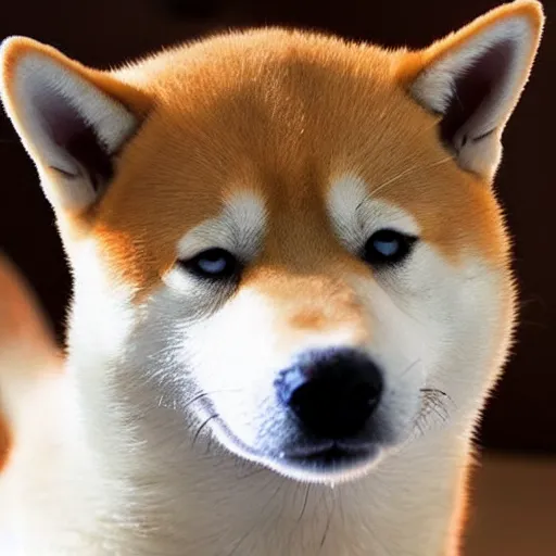 Prompt: photo of shiba inu with laser eyes, laser beam coming from its eyes, red laser