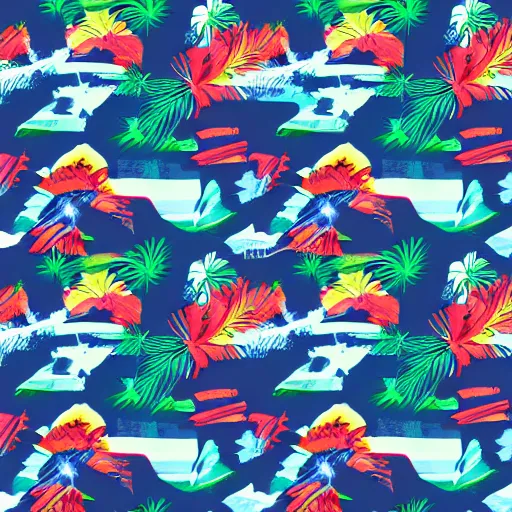 Image similar to sci fi hawaiian shirt pattern