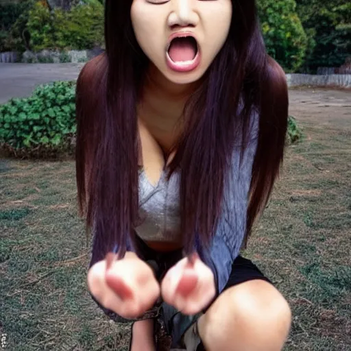 Prompt: asian girl turning into werewolf
