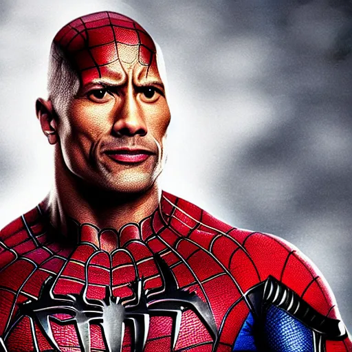 Image similar to dwayne johnson as spiderman