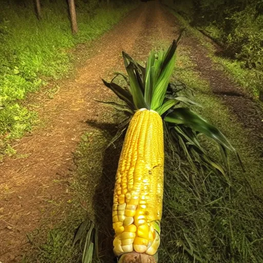 Image similar to giant corn on the cob, caught on nighttime trail cam footage