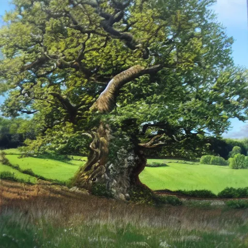 Prompt: oak tree near poynings painted by jjw