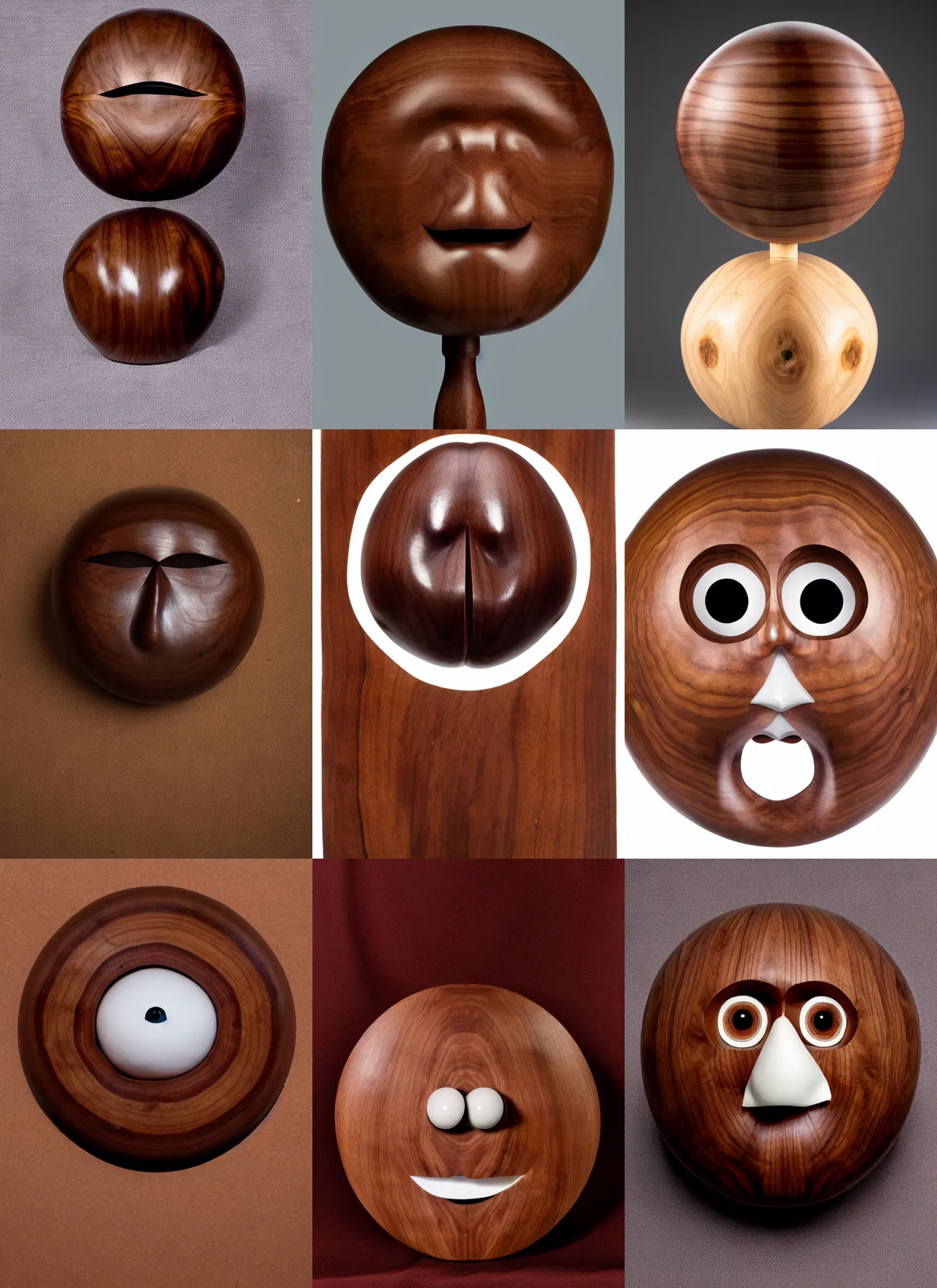 Prompt: a stern round large walnut with two stern eyes and a mouth without a nose, white background