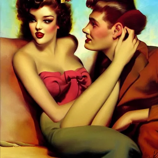 Image similar to best friends, painting by vargas, rolf armstrong