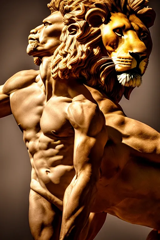 Image similar to hercules vs lion, photorealistic, 4 k, smooth, aesthetic lighting, baroque object, hyperdetailed, professional photography, pullitzer winning, photo by : canon eos 5 d mark iv, by karah mew and adnan abidi