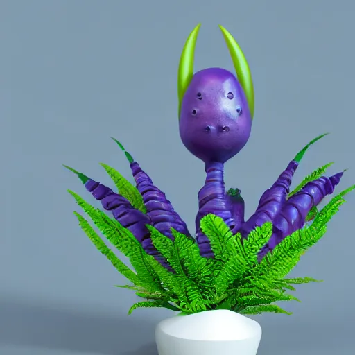 Prompt: a purple and blue alien plant, a computer rendering by jonathan zawada, pelton, featured on polycount, computer art, rendered in cinema 4 d, octane render, rendered in maya