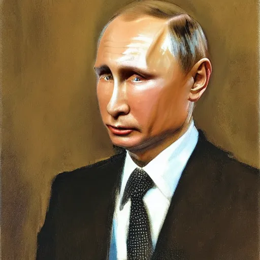 Prompt: painting of putin wearing makeup, John Singer Sargent style