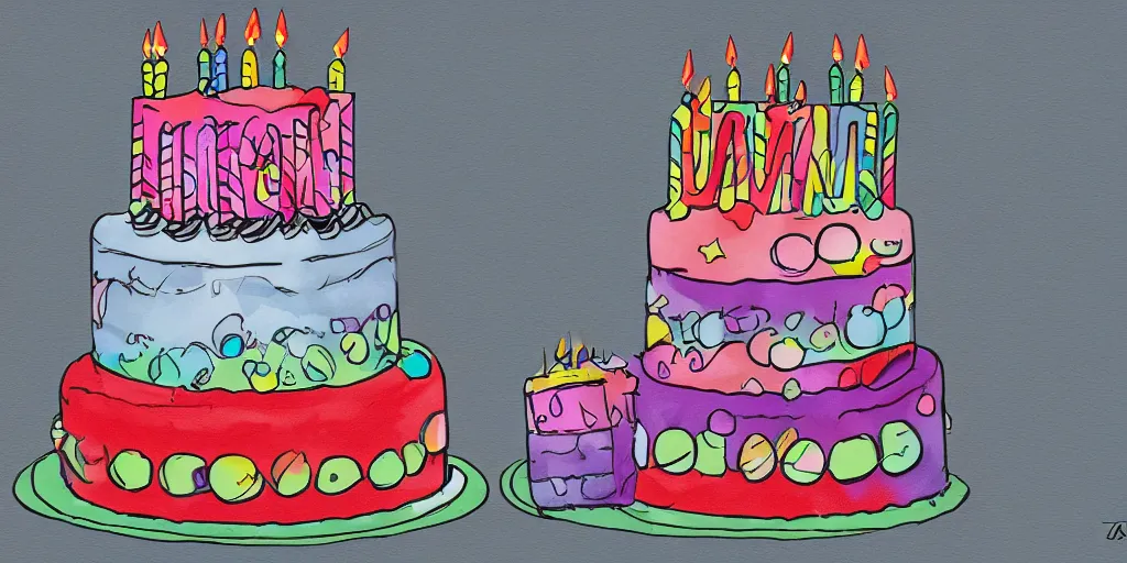 Prompt: a birthday cake at the gym, digital art