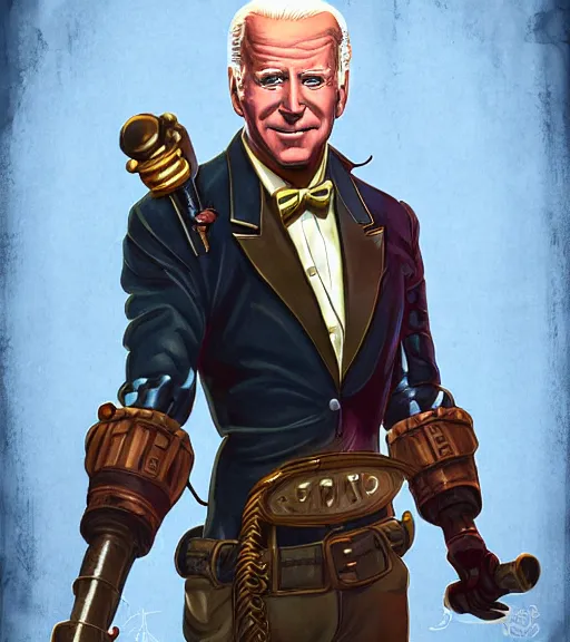 Image similar to joe biden cosplaying bioshock, by artgerm, by simon stalengrad, bioshock screenshot, steampunk, patriot