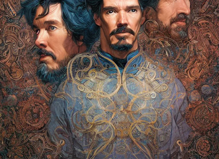 Prompt: a highly detailed swedish portrait of stephen strange, james gurney, james jean