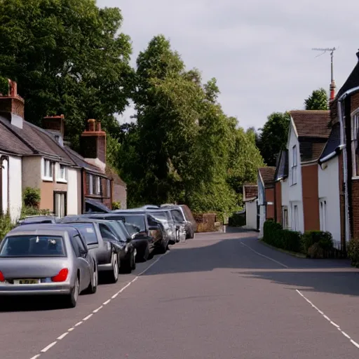 Image similar to british suburban street, houses, cars parked, 2006