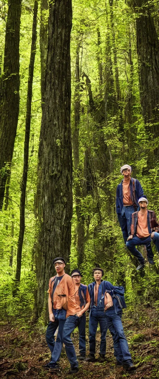 Image similar to and 8 k uhd photo of the mushroom brothers in the woods