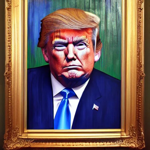 Image similar to trump as a warlord, painting, surreal, bloody