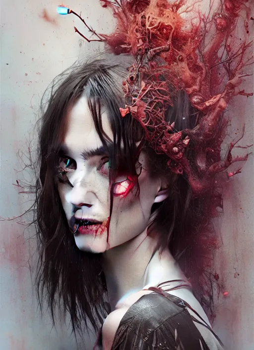 Prompt: winona ryder painting, highly detailed, demonic eyes, cinematic, 8 k, by stanley artgerm, tom bagshaw, greg rutkowski, carne griffiths, ayami kojima, beksinski, trending on deviantart, hyper - detailed, horror, full of color,