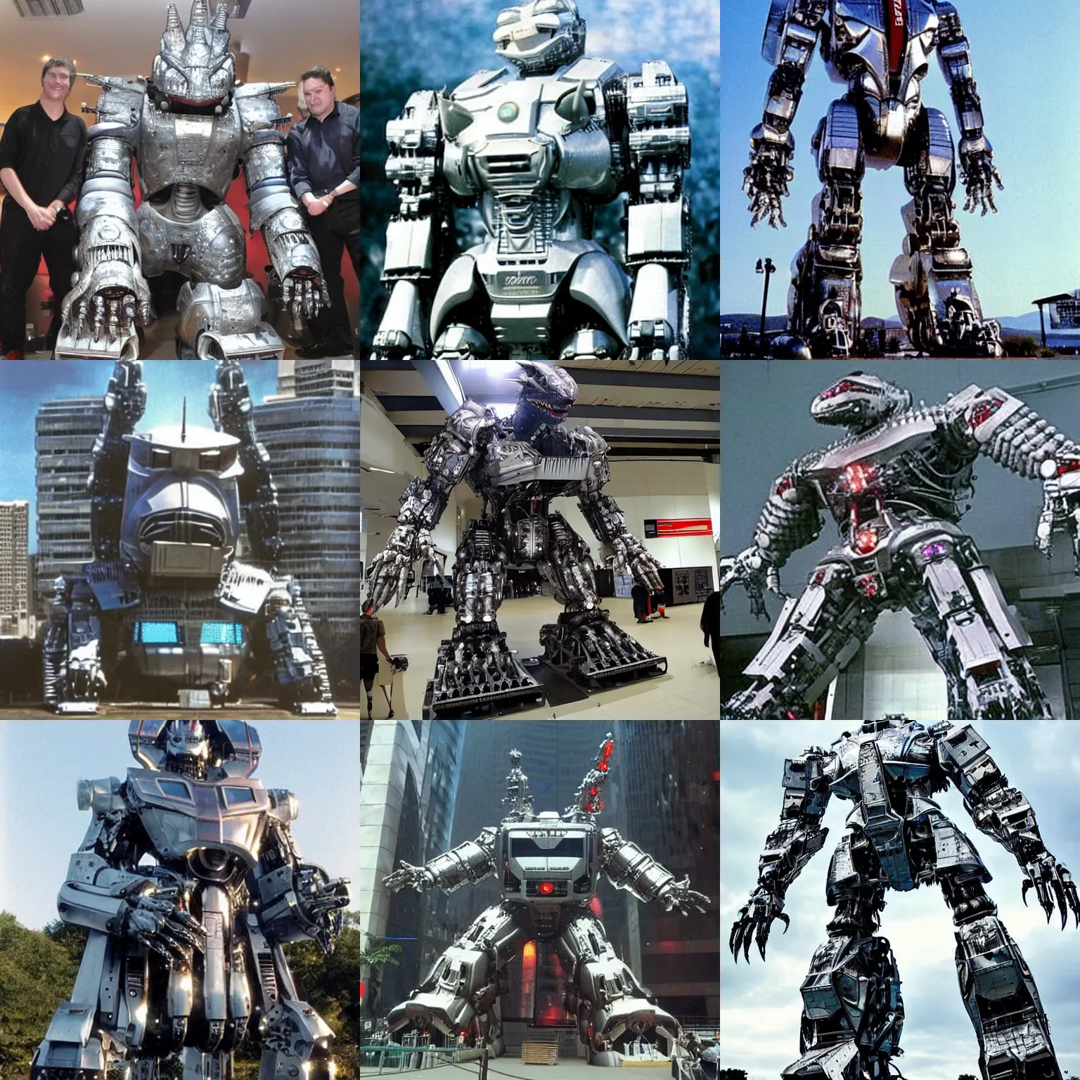 Prompt: a giant mechagodzilla robot that kinda looks like barbara streisand