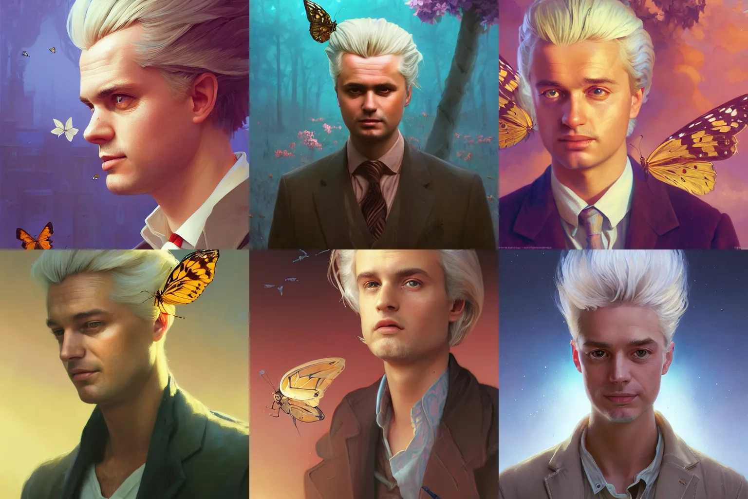 Prompt: highly detailed portrait of a cute geert wilders with butterfly wings, unreal engine, fantasy art by greg rutkowski, loish, rhads, ferdinand knab, makoto shinkai and lois van baarle, ilya kuvshinov, rossdraws, tom bagshaw, alphonse mucha, global illumination, radiant light, detailed and intricate environment