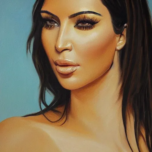 Image similar to a beautiful painting of kim kardashian west painted by john collier