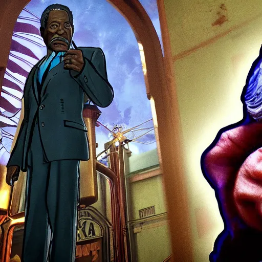 Prompt: morgan freeman in bioshock infinite