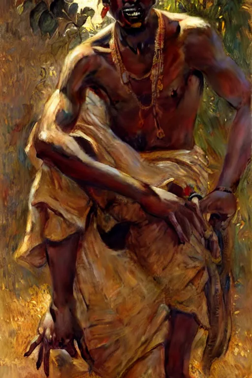 Image similar to attractive african man, painting by gaston bussiere, craig mullins, greg rutkowski, alphonse mucha