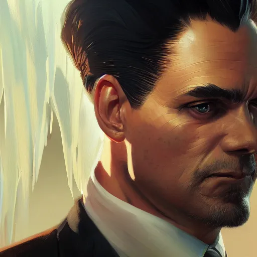 Image similar to mob boss, painted character portrait, highly detailed, digital painting, artstation, concept art, sharp focus, illustration, art by artgerm and greg rutkowski and alphonse mucha