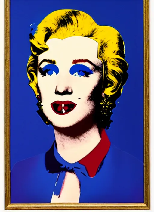 Prompt: a portrait of a pretty young lady by andy warhol